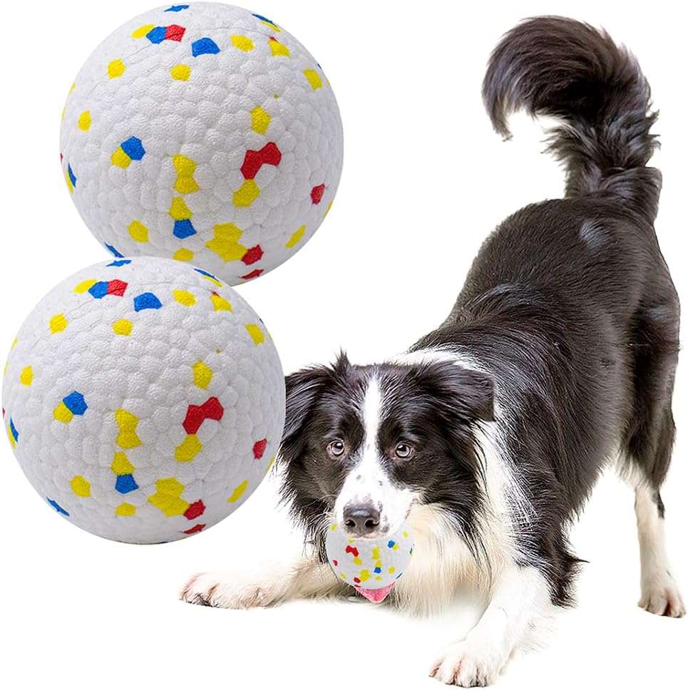 kutkutstyle Toys KUTKUT 2Pcs Dog Balls, Indestructible Tennis Balls for Small Dogs, Durable Bouncy Dog Toy Balls for Aggressive Chewers, Interactive Dog Toys for Fetch Game, Lightweight Floating Dog Toys 